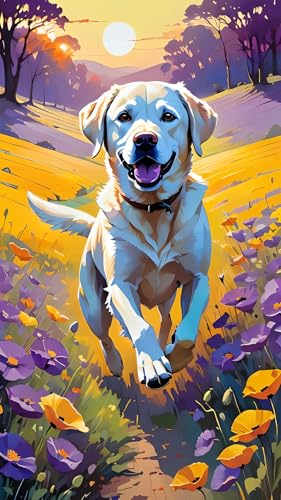 ARTGOTO Diamond Painting Eckige Steine Groß XXL Bilder Erwachsene,40x70cm Hund A,5D Diamant Painting Set Viereckige Quadratische Steine mit Zubehör Für Wohnzimmer Dekoration von ARTGOTO