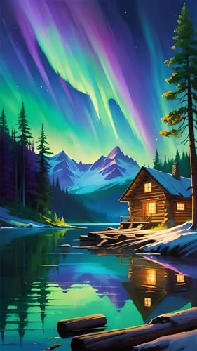 ARTGOTO Diamond Painting Eckige Steine Groß XXL Bilder Erwachsene,40x70cm Landschaft Aurora Polarlichter D,5D Diamant Painting Set Viereckige Quadratische Steine mit Zubehör Für Wohnzimmer Dekoration von ARTGOTO