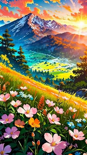 ARTGOTO Diamond Painting Eckige Steine Groß XXL Bilder Erwachsene,40x70cm Landschaft Berge Wald D,5D Diamant Painting Set Viereckige Quadratische Steine mit Zubehör Für Wohnzimmer Dekoration von ARTGOTO