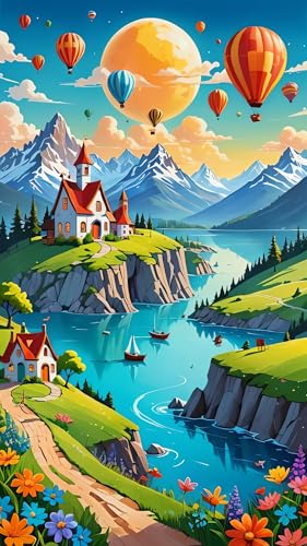 ARTGOTO Diamond Painting Eckige Steine Groß XXL Bilder Erwachsene,40x70cm Landschaft Heissluftballon A,5D Diamant Painting Set Viereckige Quadratische Steine mit Zubehör Für Wohnzimmer Dekoration von ARTGOTO