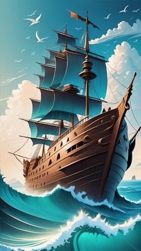 ARTGOTO Diamond Painting Eckige Steine Groß XXL Bilder Erwachsene,40x70cm Schiff A,5D Diamant Painting Set Viereckige Quadratische Steine mit Zubehör Für Wohnzimmer Dekoration von ARTGOTO