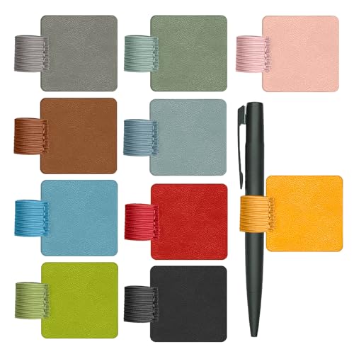 ARTGUTS 10 Stück Stiftschlaufe Selbstklebend, Stifthalter Notizbuch, PU Leder Stiftetui, Elastische Stiftschlaufe, für Notizbuch, Planer, Kalender, Klemmbretter (10 Farben) von ARTGUTS