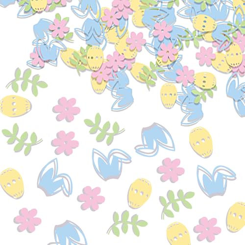 ARTGUTS 100 Stück Osterdeko Konfetti, Fröhliche Ostern Tischdekoration mit Hasen, DIY Partydekoration, Eiern und Blumen, für Fröhliche Osterfeier und Innendekoration von ARTGUTS