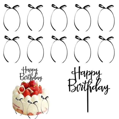 ARTGUTS 11 Stück Happy Birthday Tortendeko Schwarz, CupcakeTopper mit 10 Schleifen und 1 Happy Birthday Schild, Cake Topper, für Hochzeit Kuchendeko, Kuchendekorationen Kindergeburtstag ARTGUTS 11 Stück Happy Birthday Tortendeko Schwarz, CupcakeTopper mit 10 Schleifen und 1 Happy Birthday Schild, Cake Topper, für Hochzeit Kuchendeko, Kuchendekorationen Kindergeburtstag von ARTGUTS