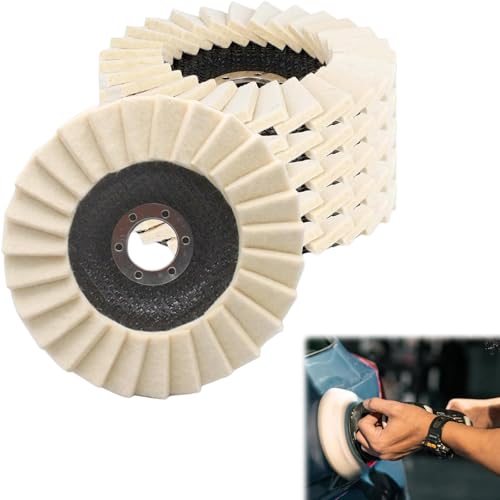 ARTGUTS 5 Stück Polierscheibe, Wollfilz Polierscheibe, Glanz Polier Scheibe, Polieraufsatz Winkelschleifer, für Schleifen und Polieren von Lack, Edelstahl, Holz und Kunststoff(125mm) von ARTGUTS