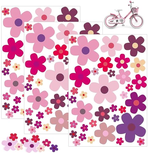 ARTGUTS Aufkleber Set Blumen 70 Blümchen, Aufkleber Sommer Multi Blumen Fahrrad, Wasserfeste Sticker Outdoor Dekoration für Auto Motorrad, Handy Notizbuch Fahrrad Lapt(Rosa Violett) von ARTGUTS