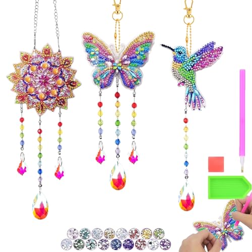 ARTGUTS Geschenke für Mädchen,Diamond Painting Sonnenfänger Windspiel Bastelset,5-12 Jahre Bastelset Kinder Diamond Painting Windspiele Spielzeug,Mädchen Sonnenfänger Aufhängen Windspiel Basteln von ARTGUTS