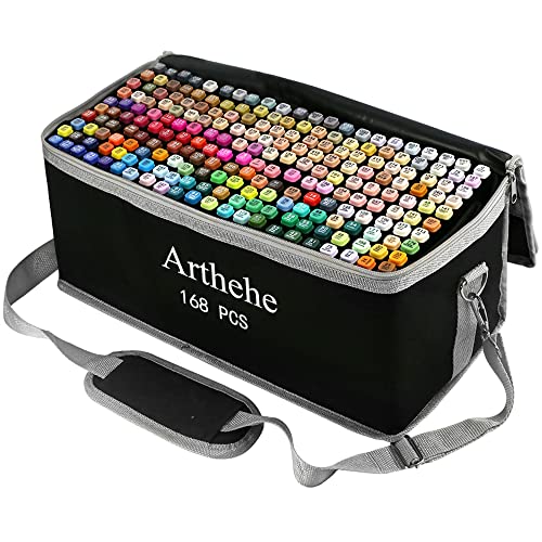 ARTHEHE 168 Farben Marker Set Alkohol Marker Set für Erwachsene Marker Stifte Set für Manga/Design/Schule mit(168 Pcs) von ARTHEHE