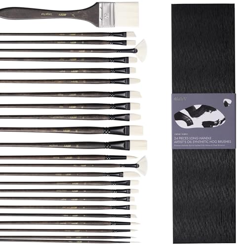 ARTIFY Ölfarbenpinsel-Set, 24-teilig, Langer Griff, Harte Nylonhaare, Acryl-Pinsel, professionelle Künstlerpinsel für Öl-, Acryl- und Aquarellmalerei von ARTIFY art supplies