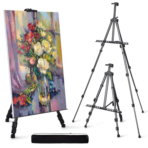 Artify 66 Inches Double Tier Easel Stand, Adjustable Height from 22-66”, Tripod for Painting and Display with a Carrying Bag and Spare Parts, Aluminum, 1PACK, Black von ARTIFY art supplies