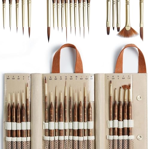 ARTIFY Extremes Detaillackierpinseln, Miniaturpinseln für Modelle und Kunstmalerei, 20pcs Mini Kleine Pinsel für Feine Details mit Handtasche, Acryl, Aquarell, Öl, Modelle, 40K ARTIFY Extremes Detaillackierpinseln, Miniaturpinseln für Modelle und Kunstmalerei, 20pcs Mini Kleine Pinsel für Feine Details mit Handtasche, Acryl, Aquarell, Öl, Modelle, 40K von ARTIFY art supplies