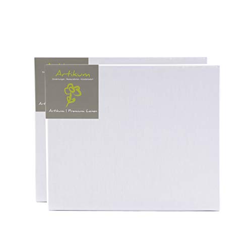 2x Artikum | PREMIUM LEINEN 60x70cm | Leinwände auf Keilrahmen 60x70 cm | 100% Leinentuch ±430gsm dreifach grundiert, malfertige bespannte Keilrahmen mit Leinwand von ARTIKUM