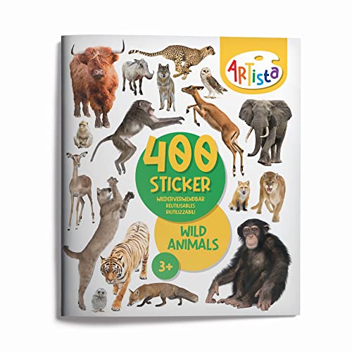 Artista 9315125 Stickerbuch Wildtiere, 400 naturgetreue Sticker, wiederverwendbar, für Erwachsene und Kinder ab 3 Jahren von ARTISTA