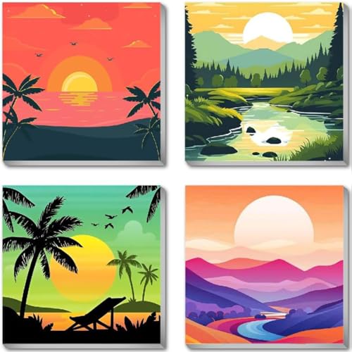 ARTOWN 4 Stück Malen Nach Zahlen Erwachsene DIY Paint by Numbers Handgemalt Ölgemälde Kits mit Pinseln und Acrylfarben Leinwand für Kinder Anfänger Ohne Rahmen Vier Jahreszeiten Landschaft 20x20cm ARTOWN 4 Stück Malen Nach Zahlen Erwachsene DIY Paint by Numbers Handgemalt Ölgemälde Kits mit Pinseln und Acrylfarben Leinwand für Kinder Anfänger Ohne Rahmen Vier Jahreszeiten Landschaft 20x20cm von ARTOWN