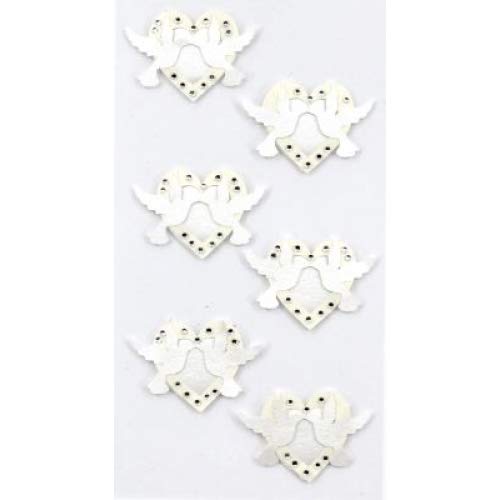 6 Sticker Artoz 3D Sticker handmade, Taube mit Herzen und Steinchen,Hochzeit,Wedding,Karten von ARTOZ