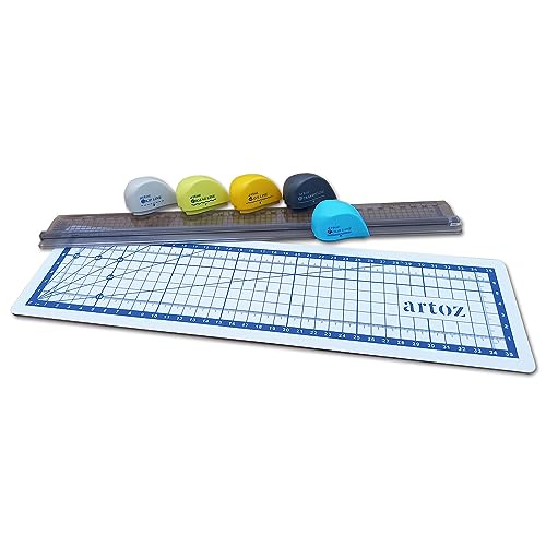 Artoz Lineal Schneideset, 7-teilig - Schneidemaschine für Papier und Karten inklusive Schneidematte, Schneiden, Falzen, Perforieren - ideales Bastel Werkzeug Artoz Lineal Schneideset, 7-teilig - Schneidemaschine für Papier und Karten inklusive Schneidematte, Schneiden, Falzen, Perforieren - ideales Bastel Werkzeug von ARTOZ