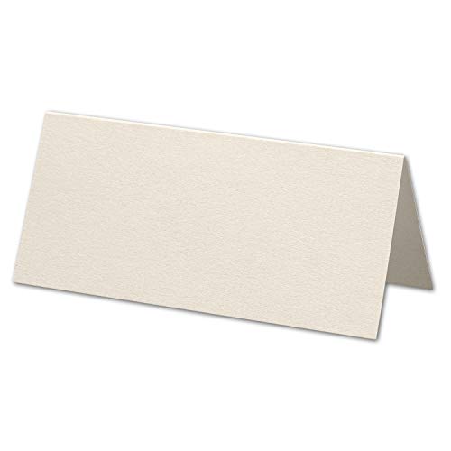 ARTOZ 1000x Tischkarten - Ivory-Elfenbein (Creme) - 45 x 100 mm blanko Platz-Kärtchen - Faltkarten für festliche Tafel - Tischdekoration - 220 g/m² gerippt von ARTOZ