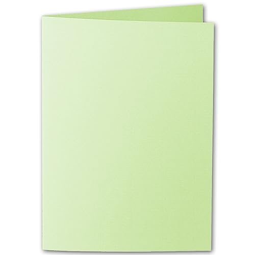 ARTOZ 100x DIN A5 Faltkarten - Birkengrün (Grün) gerippt 148 x 210 mm Klappkarten hochdoppelt - Blanko Doppelkarte mit 220 g/m² edle Egoutteur-Rippung von ARTOZ