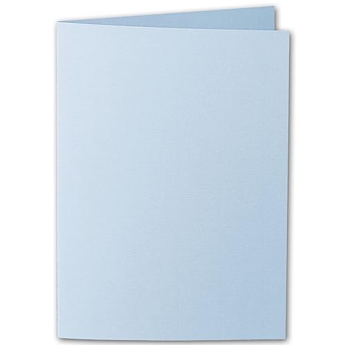 ARTOZ 100x DIN A5 Faltkarten - Pastellblau (Blau) gerippt 148 x 210 mm Klappkarten hochdoppelt - Blanko Doppelkarte mit 220 g/m² edle Egoutteur-Rippung von ARTOZ