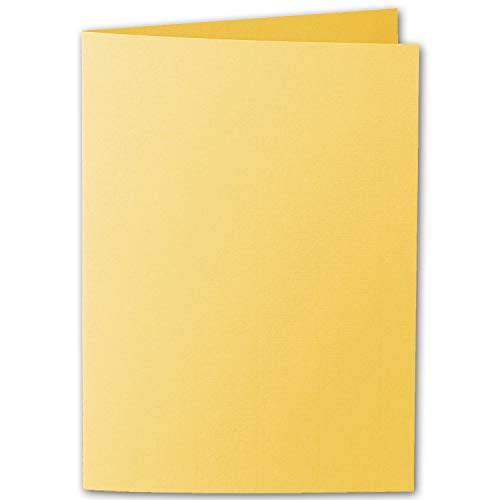 ARTOZ 100x DIN A6 Faltkarten - Sonnengelb (Gelb) - 105 x 148 mm Karten blanko zum selbstgestalten - 220 g/m² gerippt von ARTOZ