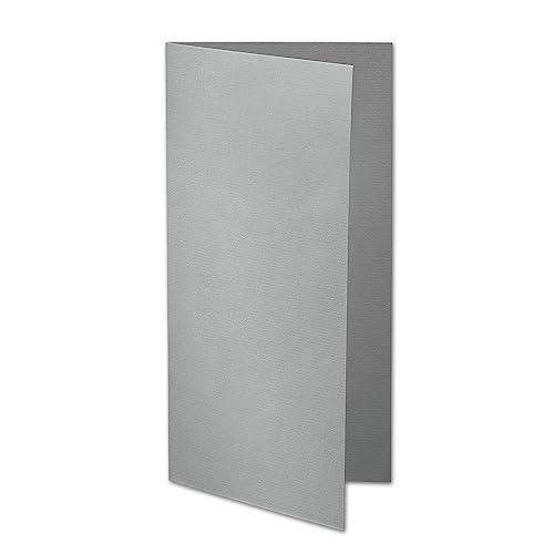 ARTOZ 100x DIN Lang Faltkarten - Grau (Graphit) gerippt 210 x 105 mm Klappkarten - Blanko Doppelkarte mit 220 g/m² edle Egoutteur-Rippung von ARTOZ