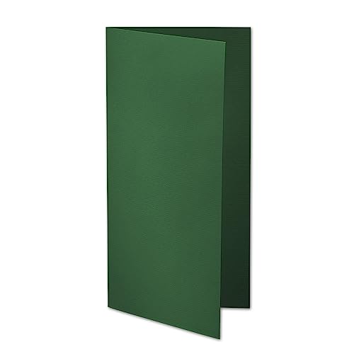 ARTOZ 100x DIN Lang Faltkarten - Grün (Racing Green) gerippt 210 x 105 mm Klappkarten - Blanko Doppelkarte mit 220 g/m² edle Egoutteur-Rippung von ARTOZ