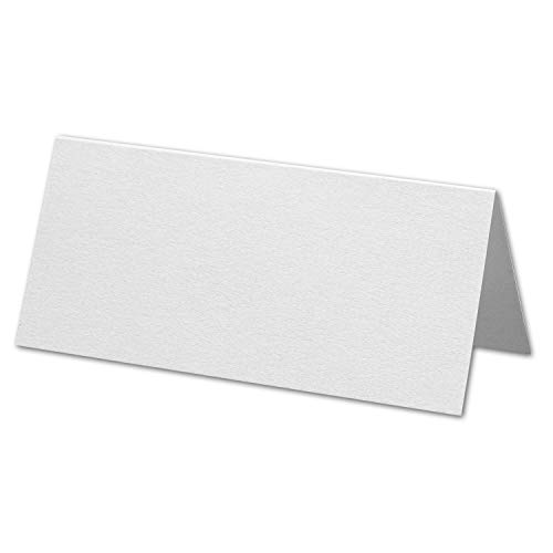 ARTOZ 100x Tischkarten - Blütenweiß () - 45 x 100 mm blanko Platz-Kärtchen - Faltkarten für festliche Tafel - Tischdekoration - 220 g/m² gerippt von ARTOZ