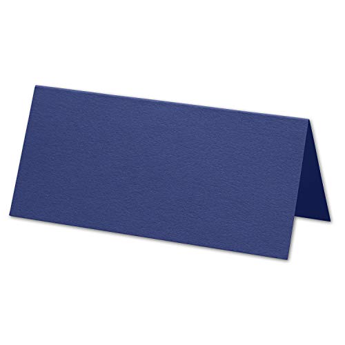 ARTOZ 100x Tischkarten - Classic Blue (Blau) - 45 x 100 mm blanko Platz-Kärtchen - Faltkarten für festliche Tafel - Tischdekoration - 220 g/m² gerippt von ARTOZ
