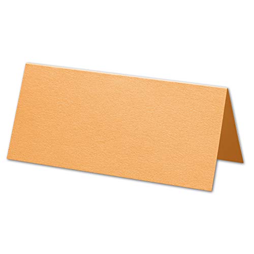 ARTOZ 100x Tischkarten - Mango (Orange) - 45 x 100 mm blanko Platz-Kärtchen - Faltkarten für festliche Tafel - Tischdekoration - 220 g/m² gerippt von ARTOZ
