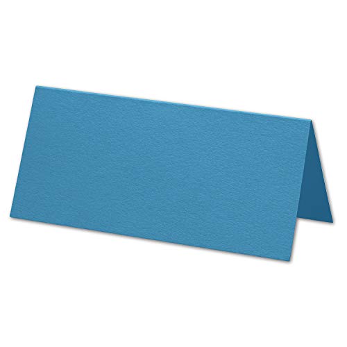ARTOZ 100x Tischkarten - Petrolblau (Blau) - 45 x 100 mm blanko Platz-Kärtchen - Faltkarten für festliche Tafel - Tischdekoration - 220 g/m² gerippt von ARTOZ