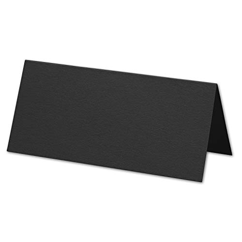 ARTOZ 100x Tischkarten - Schwarz (Schwarz) - 45 x 100 mm blanko Platz-Kärtchen - Faltkarten für festliche Tafel - Tischdekoration - 220 g/m² gerippt von ARTOZ