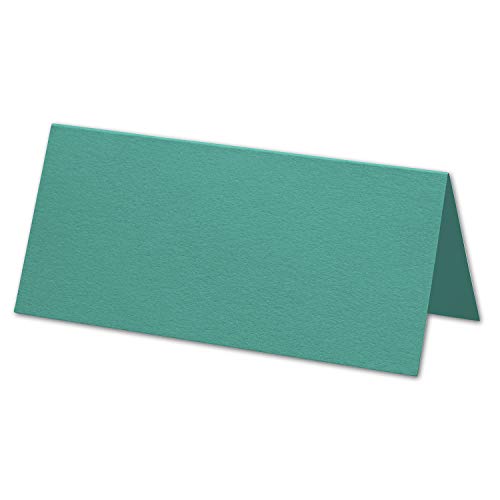 ARTOZ 100x Tischkarten - Tropical Green (Türkis) - 45 x 100 mm blanko Platz-Kärtchen - Faltkarten für festliche Tafel - Tischdekoration - 220 g/m² gerippt von ARTOZ