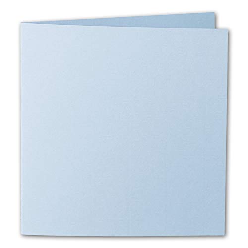 ARTOZ 100x quadratische Faltkarten - Pastelblau (Blau) - 155 x 155 mm Karten blanko zum Selbstgestalten - 220 g/m² gerippt von ARTOZ