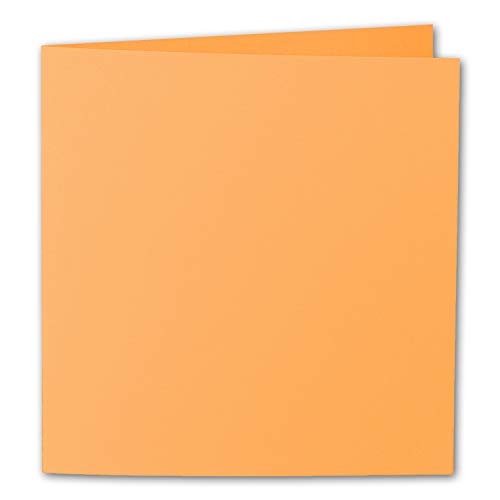 ARTOZ 10x quadratische Faltkarten - Mango (Orange) - 155 x 155 mm Karten blanko zum Selbstgestalten - 220 g/m² gerippt von ARTOZ