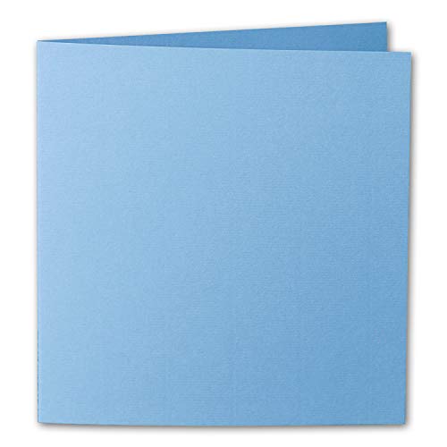 ARTOZ 10x quadratische Faltkarten - Marienblau (Blau) - 155 x 155 mm Karten blanko zum Selbstgestalten - 220 g/m² gerippt von ARTOZ