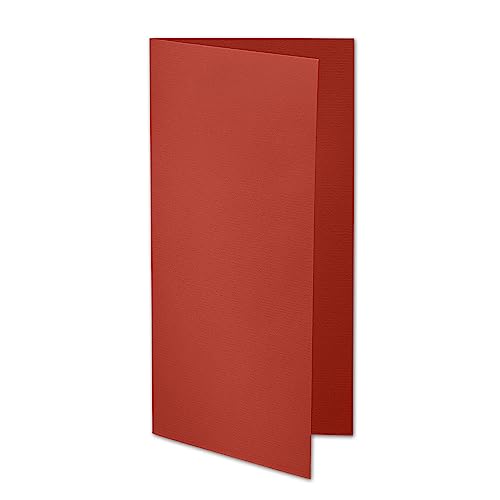 ARTOZ 150x DIN Lang Faltkarten - Rot (Feuerrot) gerippt 210 x 105 mm Klappkarten - Blanko Doppelkarte mit 220 g/m² edle Egoutteur-Rippung von ARTOZ