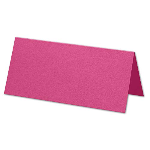 ARTOZ 150x Tischkarten - Fuchsia (Pink) - 45 x 100 mm blanko Platz-Kärtchen - Faltkarten für festliche Tafel - Tischdekoration - 220 g/m² gerippt von ARTOZ