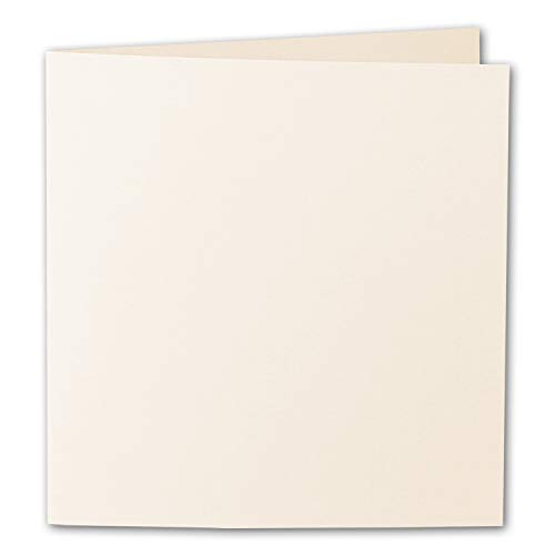 ARTOZ 150x quadratische Faltkarten - Ivory-Elfenbein (Creme) - 155 x 155 mm Karten blanko zum Selbstgestalten - 220 g/m² gerippt von ARTOZ