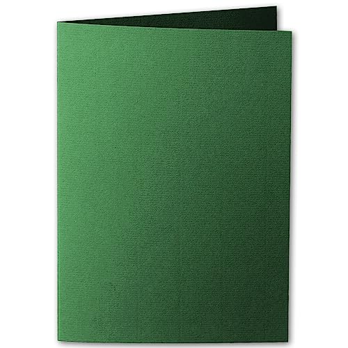ARTOZ 15x DIN A5 Faltkarten - Tannengrün (Grün) gerippt 148 x 210 mm Klappkarten hochdoppelt - Blanko Doppelkarte mit 220 g/m² edle Egoutteur-Rippung von ARTOZ