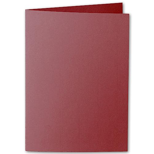 ARTOZ 15x DIN A5 Faltkarten - Weinrot (Rot) gerippt 148 x 210 mm Klappkarten hochdoppelt - Blanko Doppelkarte mit 220 g/m² edle Egoutteur-Rippung von ARTOZ