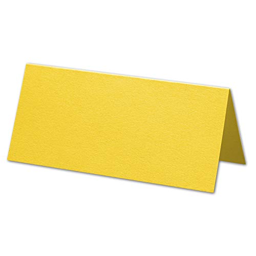 ARTOZ 250x Tischkarten - Sonnengelb (Gelb) - 45 x 100 mm blanko Platz-Kärtchen - Faltkarten für festliche Tafel - Tischdekoration - 220 g/m² gerippt von ARTOZ