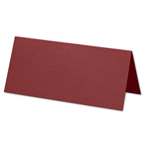 ARTOZ 250x Tischkarten - Weinrot (Rot) - 45 x 100 mm blanko Platz-Kärtchen - Faltkarten für festliche Tafel - Tischdekoration - 220 g/m² gerippt von ARTOZ