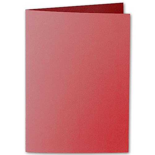 ARTOZ 25x DIN A5 Faltkarten - Rot (Rot) gerippt 148 x 210 mm Klappkarten hochdoppelt - Blanko Doppelkarte mit 220 g/m² edle Egoutteur-Rippung von ARTOZ