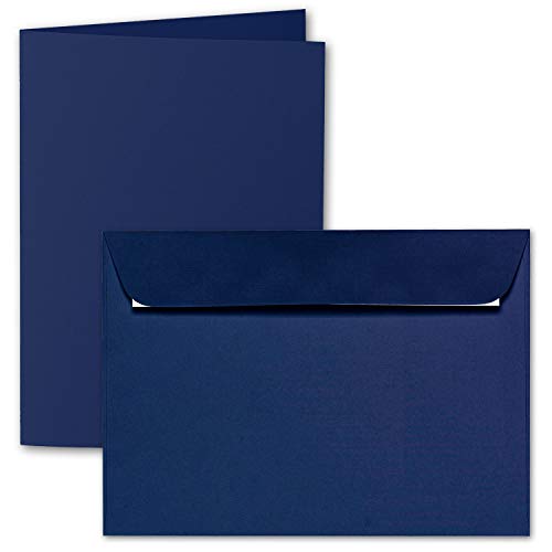 ARTOZ 25x DIN A5 Faltkarten-Set mit Umschlägen - classic blue (Blau) - 148 x 210 mm - gerippte Bastelkarten blanko mit Brief-Umschlägen - 220 g/m² von ARTOZ
