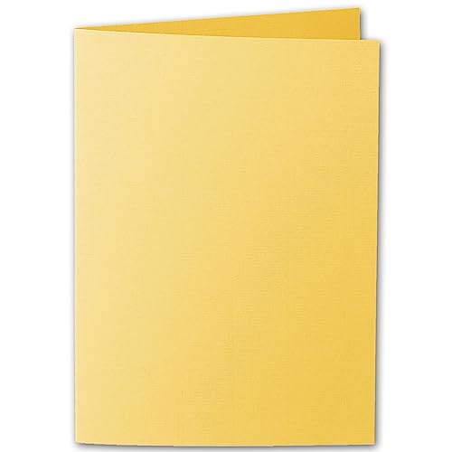 ARTOZ 25x DIN A5 Faltkarten - Sonnengelb (Gelb) gerippt 148 x 210 mm Klappkarten hochdoppelt - Blanko Doppelkarte mit 220 g/m² edle Egoutteur-Rippung von ARTOZ