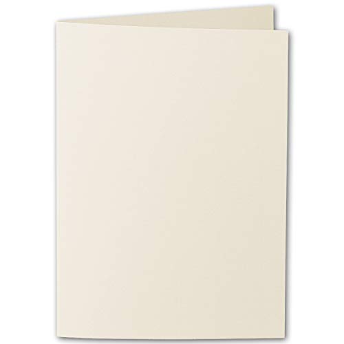 ARTOZ 25x DIN B6 Faltkarten - Chamois (Creme) gerippt 120 x 169 mm Klappkarten blanko - Karten zum selbstgestalten mit 220 g/m² edle Egoutteur-Rippung - Serie 1001 von ARTOZ