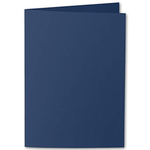 ARTOZ 25x DIN B6 Faltkarten - Classic Blue (Blau) gerippt 120 x 169 mm Klappkarten blanko - Karten zum selbstgestalten mit 220 g/m² edle Egoutteur-Rippung - Serie 1001 von ARTOZ