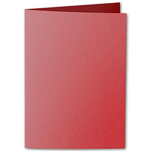 ARTOZ 25x DIN B6 Faltkarten - Rot (Rot) gerippt 120 x 169 mm Klappkarten blanko - Karten zum selbstgestalten mit 220 g/m² edle Egoutteur-Rippung - Serie 1001 von ARTOZ