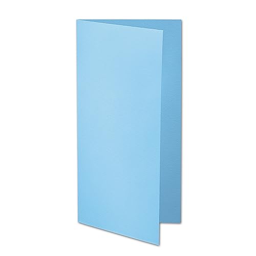 ARTOZ 25x DIN Lang Faltkarten - Blau (Azur) gerippt 210 x 105 mm Klappkarten - Blanko Doppelkarte mit 220 g/m² edle Egoutteur-Rippung von ARTOZ