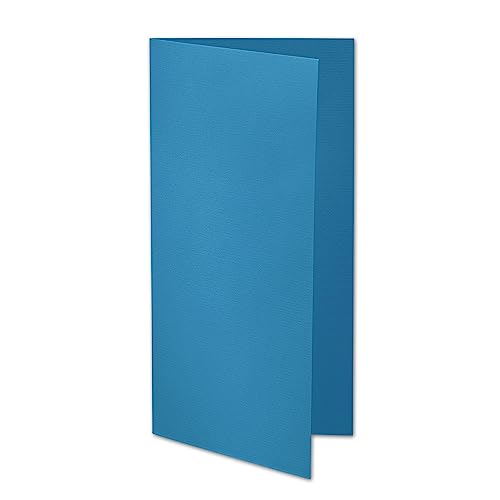 ARTOZ 25x DIN Lang Faltkarten - Blau (Petrol) gerippt 210 x 105 mm Klappkarten - Blanko Doppelkarte mit 220 g/m² edle Egoutteur-Rippung von ARTOZ